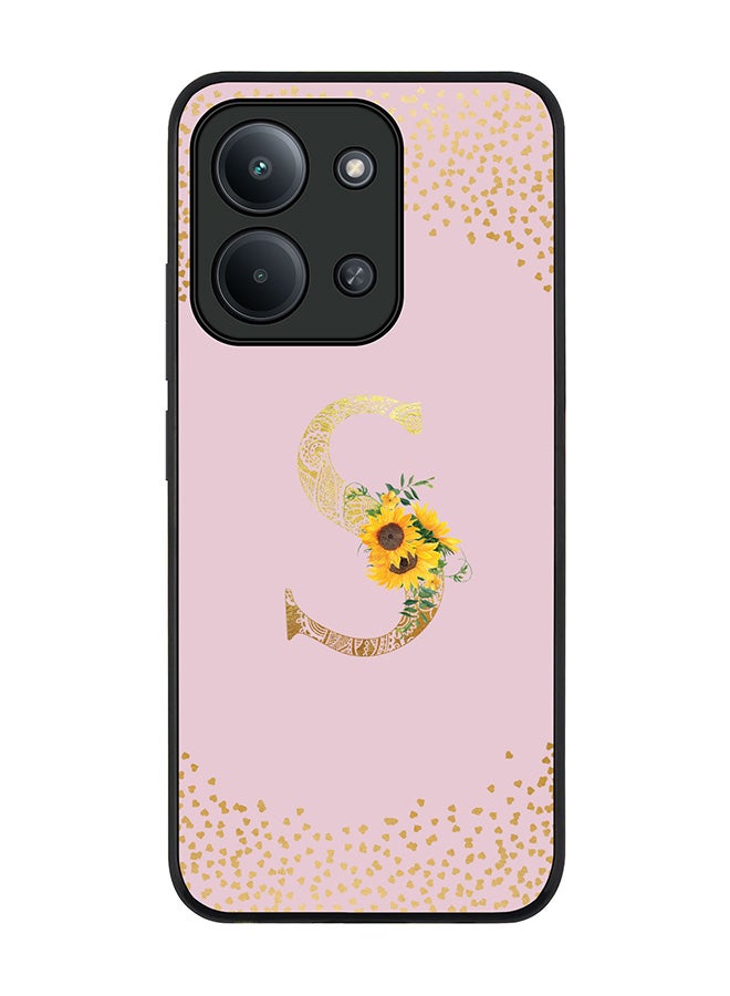 For Xiaomi Poco C85 4G Case,Slim fit Camera Protection, Shockproof Thin Phone cover  - Custom Floral Monogram - S  (Pink )